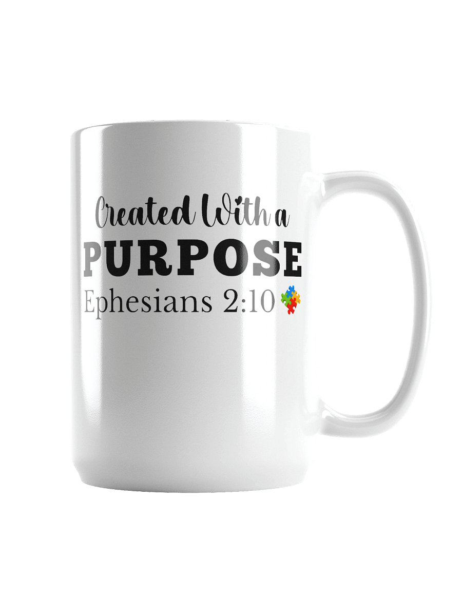 Created With A Purpose : White Ceramic Mug | Christian Faith | Autism Acceptance I Gift To Mom, Dad, Child With Autism product image (2)