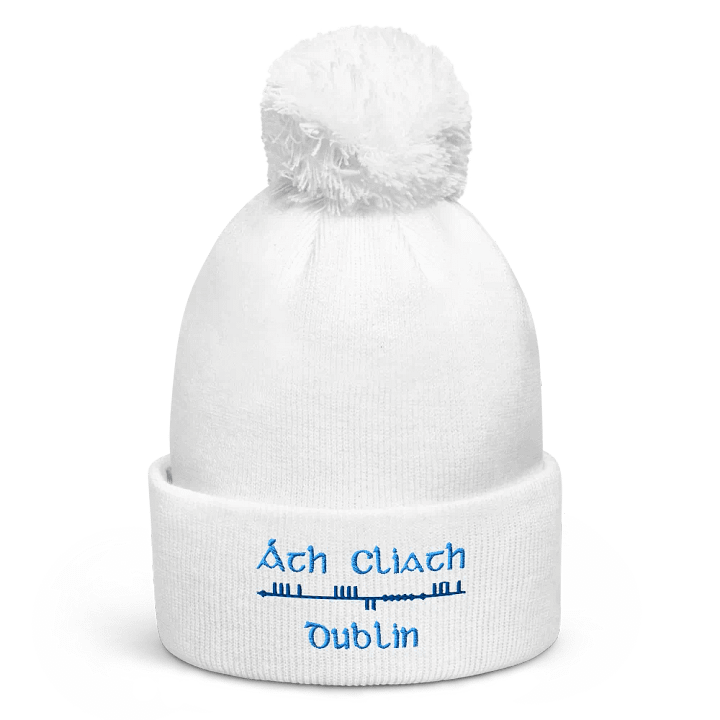 Dublin/Áth Cliath, Orthodox style Ogham embroidered Pom-Pom Beanie product image (1)