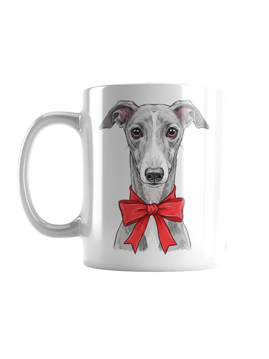Greyhound With A Red Bow Sketch-y Art Chic Small Ceramic Mug product image (3)
