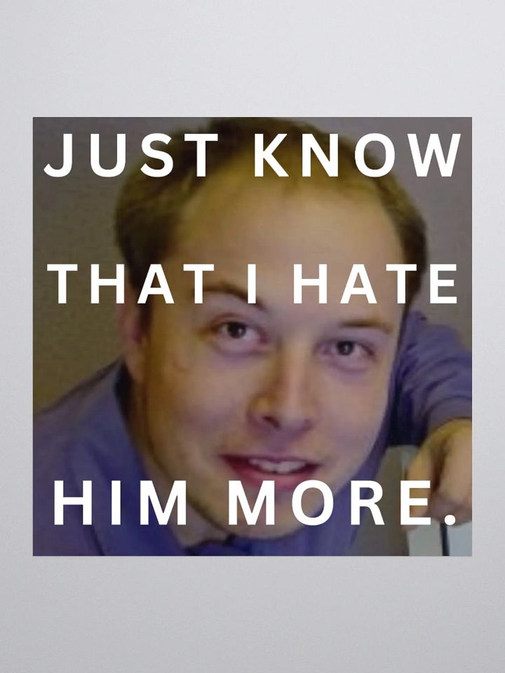 I HATE HIM MORE. (Anti-Elon Tesla Sticker) product image (2)