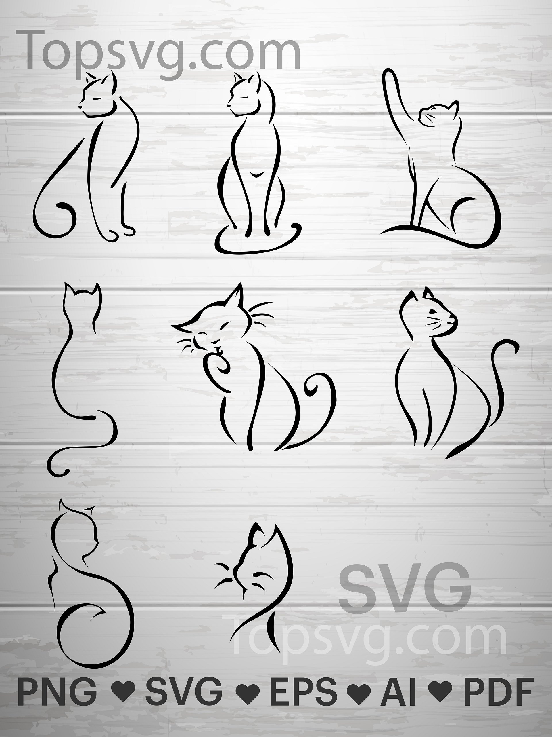 Cat SVG, Cat svg Bundle, Vector, Cats illustration, cats drawing Png, Silhouette, meow line art, Shirt, Cricut Cutting File. kitten Isolated product image (1)