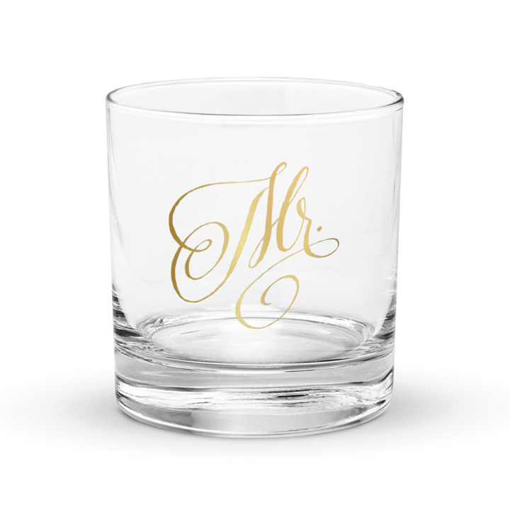 Elegant Gold 'Mr.' Rocks Glass product image (1)