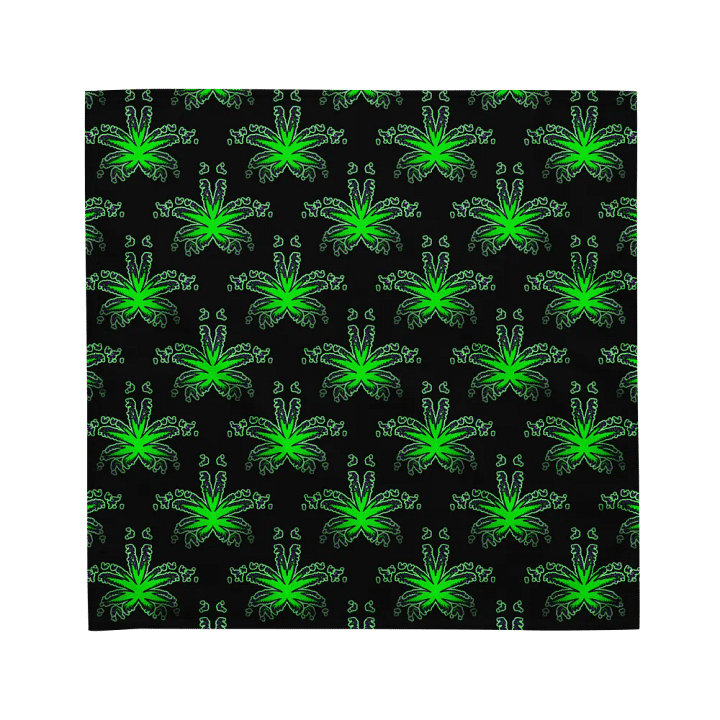 Weird Weed Leaf Twisted Budz Bandana, Green Purple Black 420 Cannabis Art Accessory product image (2)