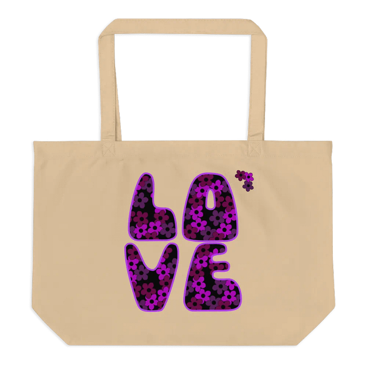 Fuchsia Pink LOVE Text Eco-Friendly Large Tote Bag product image (1)