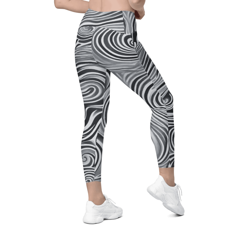 Funky Black and White Noir Liquid Tie-Dye Women's Leggings product image (8)