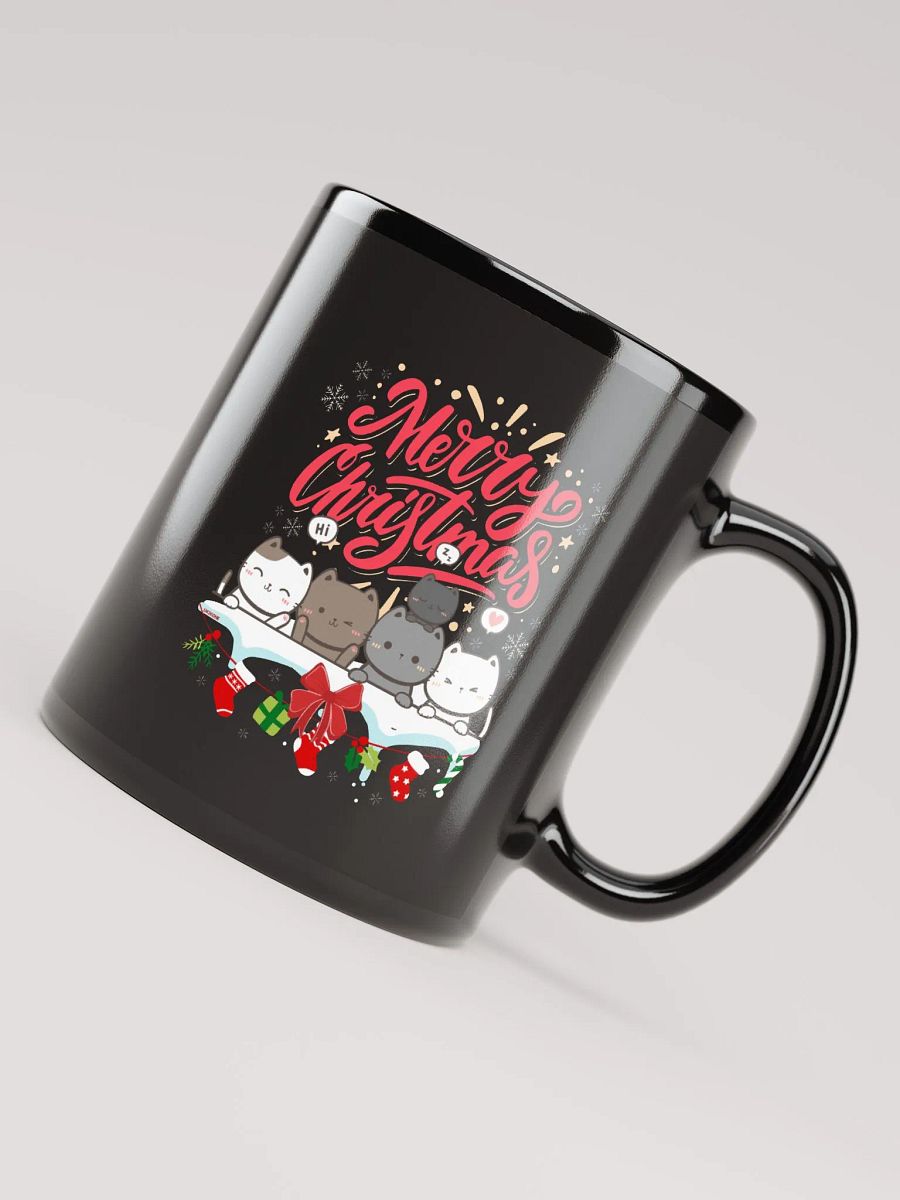 Merry Christmas Cats Black Glossy Mug product image (8)