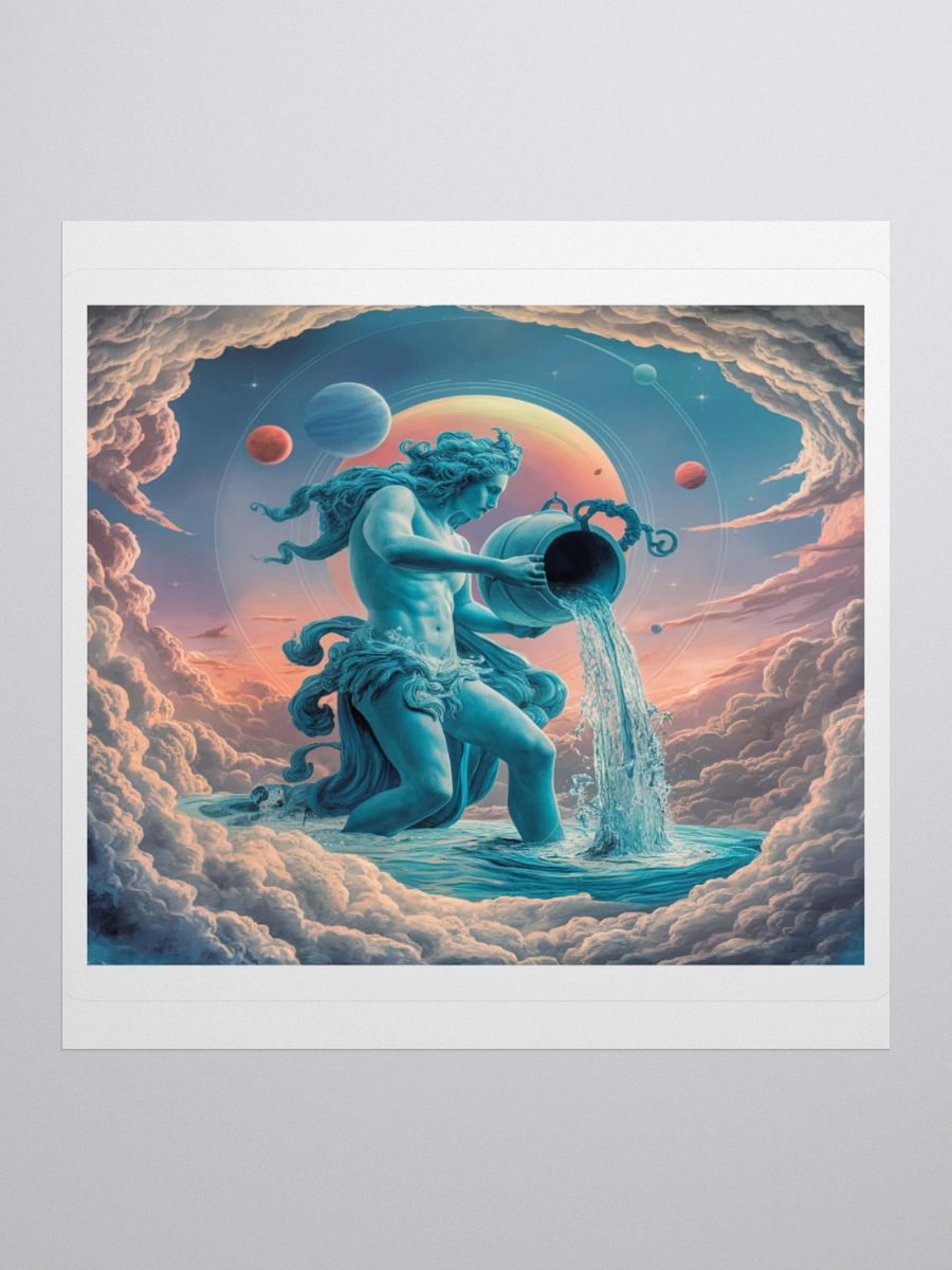 Aquarius Cosmic Vinyl Sticker - Unique Zodiac Art product image (1)