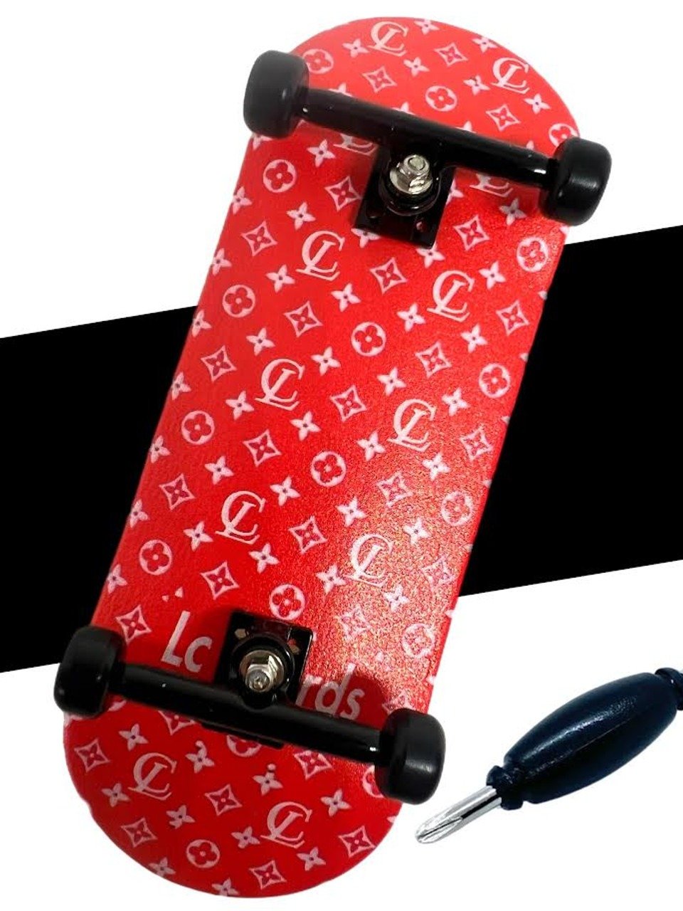 LC BOARDS FINGERBOARD 98X34 COMPLETE RED LV GRAPHIC WITH FOAM GRIP TAPE product image (2)