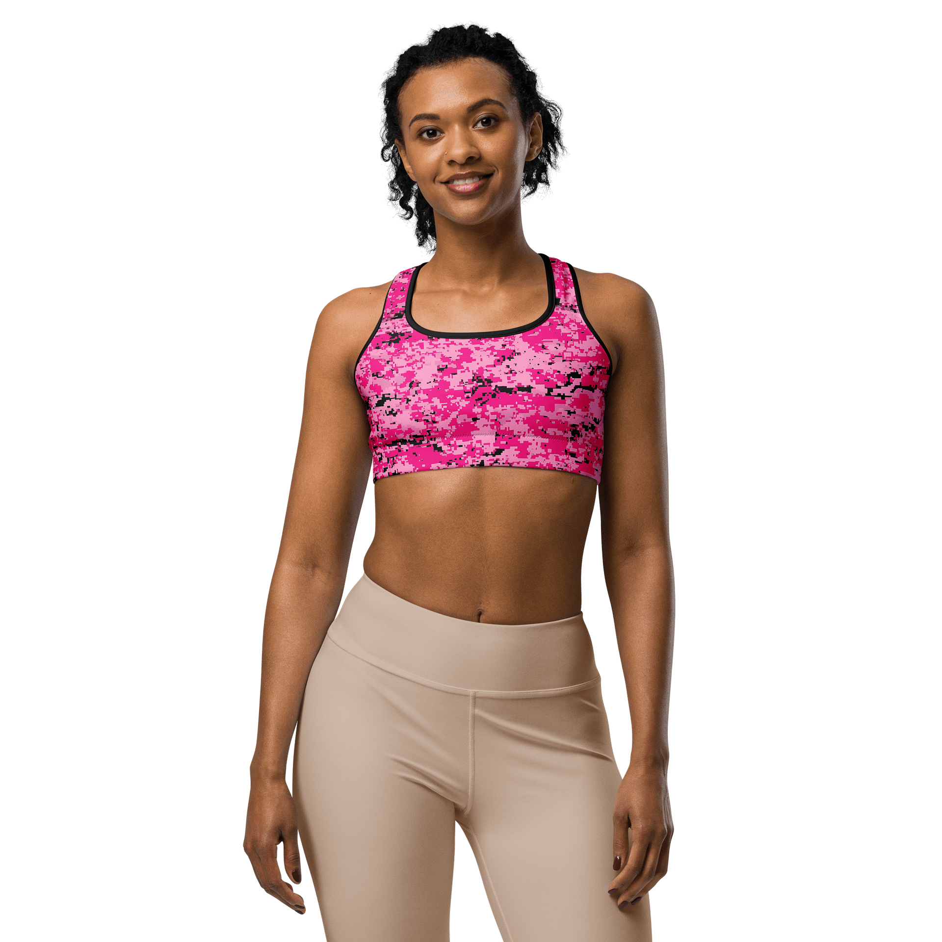 Pixel Pink Camo Custom Sports Bra product image (1)