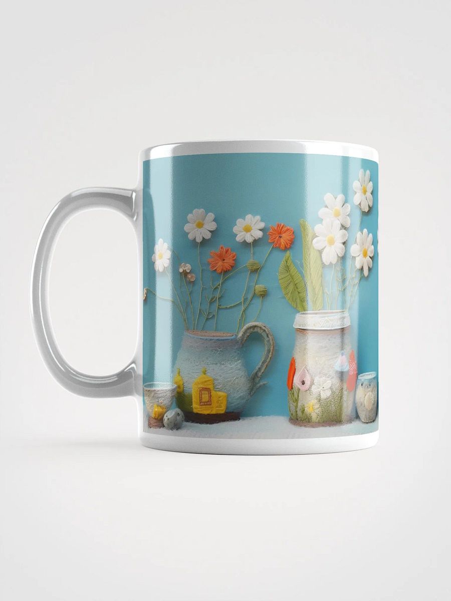 Embroidered Floral Fantasy Tea White Glossy Mug product image (6)