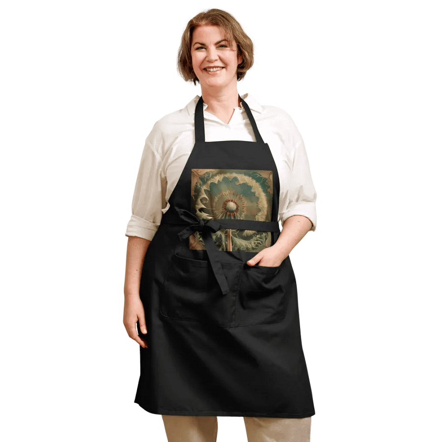 Art Nouveau Dandelion Flower Seed Head In Gold Organic Cotton Apron product image (12)
