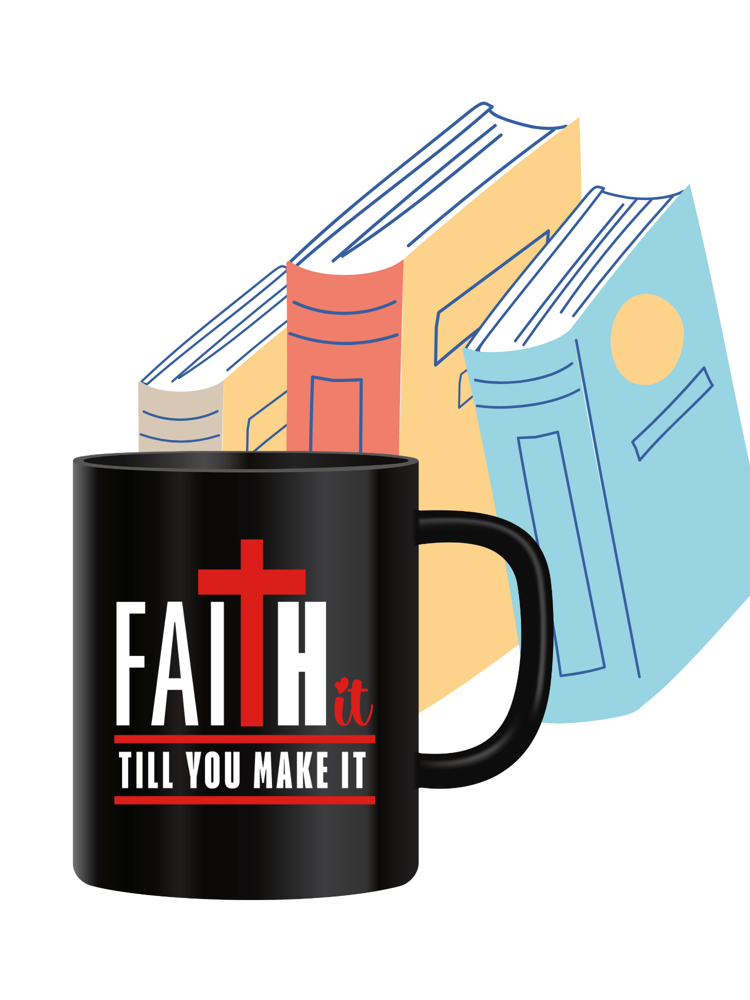 Faith It ’Til You Make It Christian Mug | Inspirational Coffee Mug for Women | Faith-Based Morning Motivation Cup product image (1)