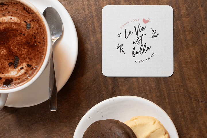 La vie est belle Glossed Cork Coaster product image (2)