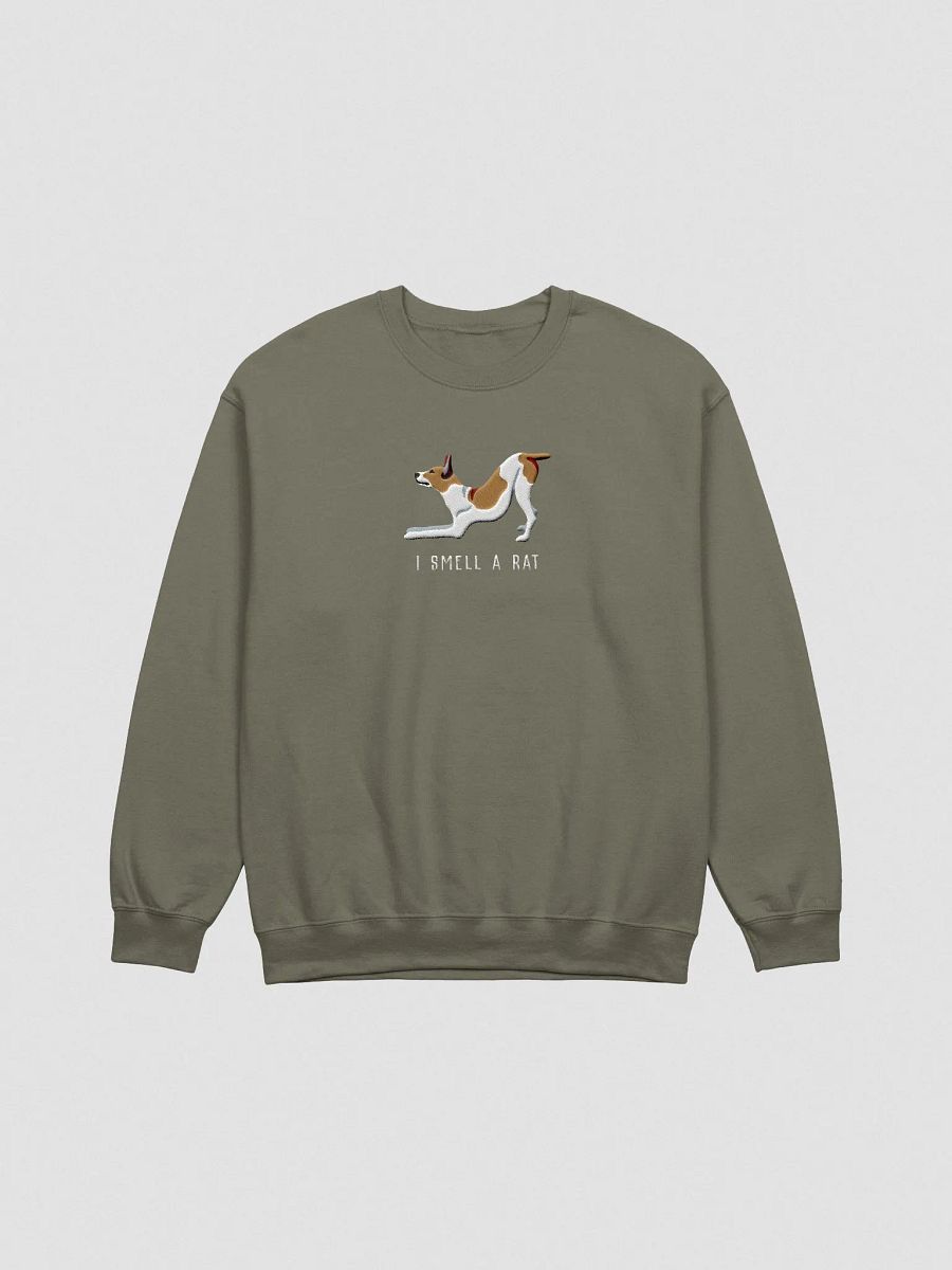 I Smell a Rat Sweatshirt (Embroidered) of a Rat Terrier(Brown & White) product image (4)