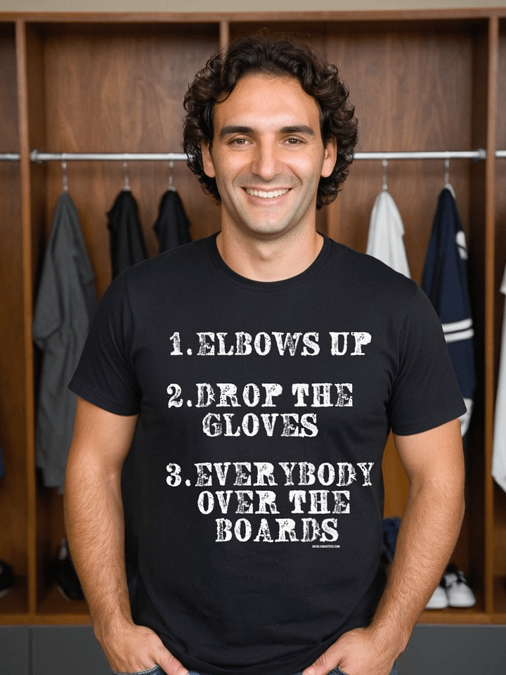 Funny Hockey T-Shirt - Everybody Over the Boards - Beer League Hockey Shirt for Men - Gift for Hockey Players Who Don't Back Down from Anyone product image (1)