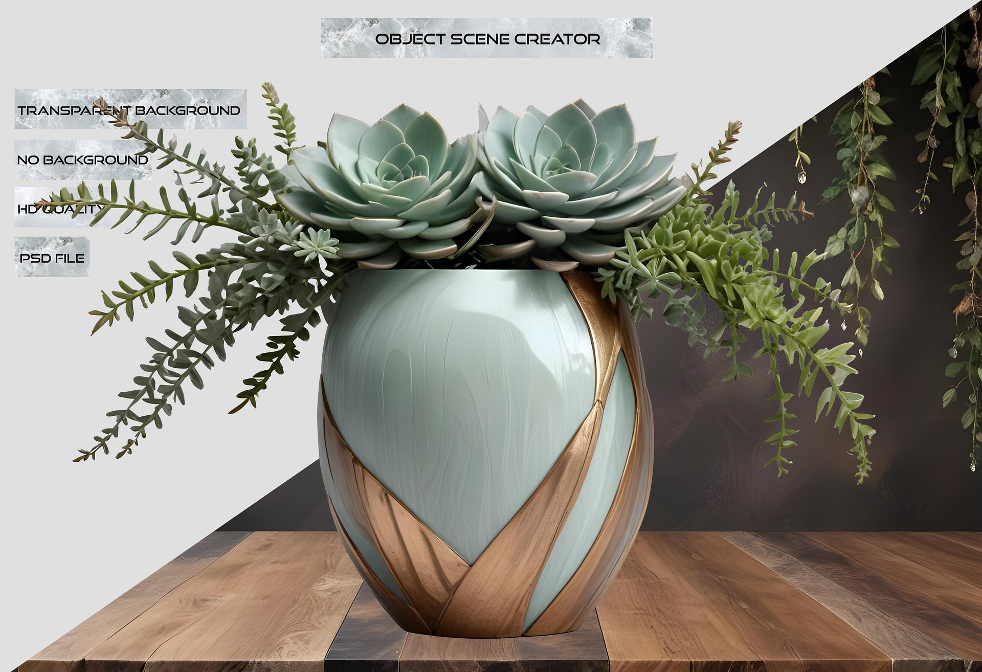 Gatsby Grace – Art Deco Succulent Arrangement PNG product image (2)