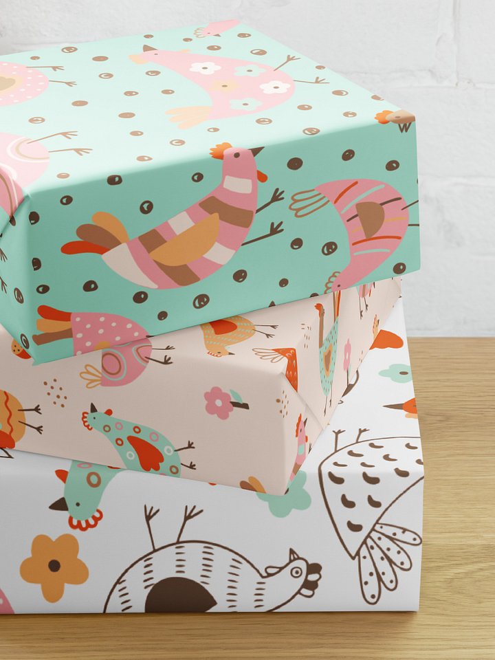 Pastel Chicken Wrapping Paper Sheet SET product image (1)