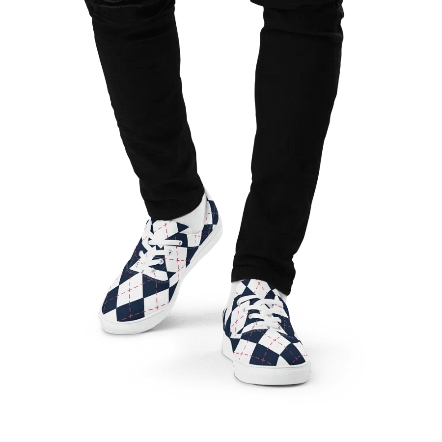 Harlequin Blue Diamond Men's Lace -Up Canvas Shoes product image (8)