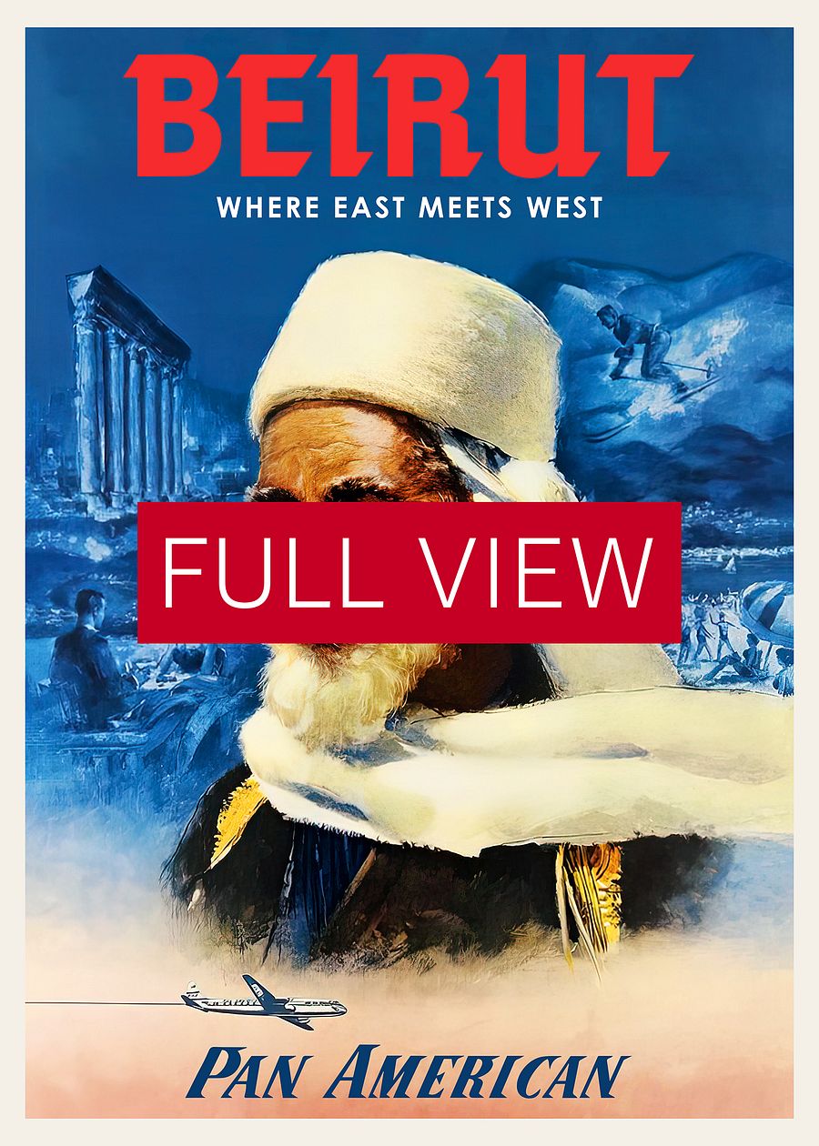 Beirut: Where East Meets West, Pan American, Lebanon, 1950s — retro vintage travel poster product image (3)