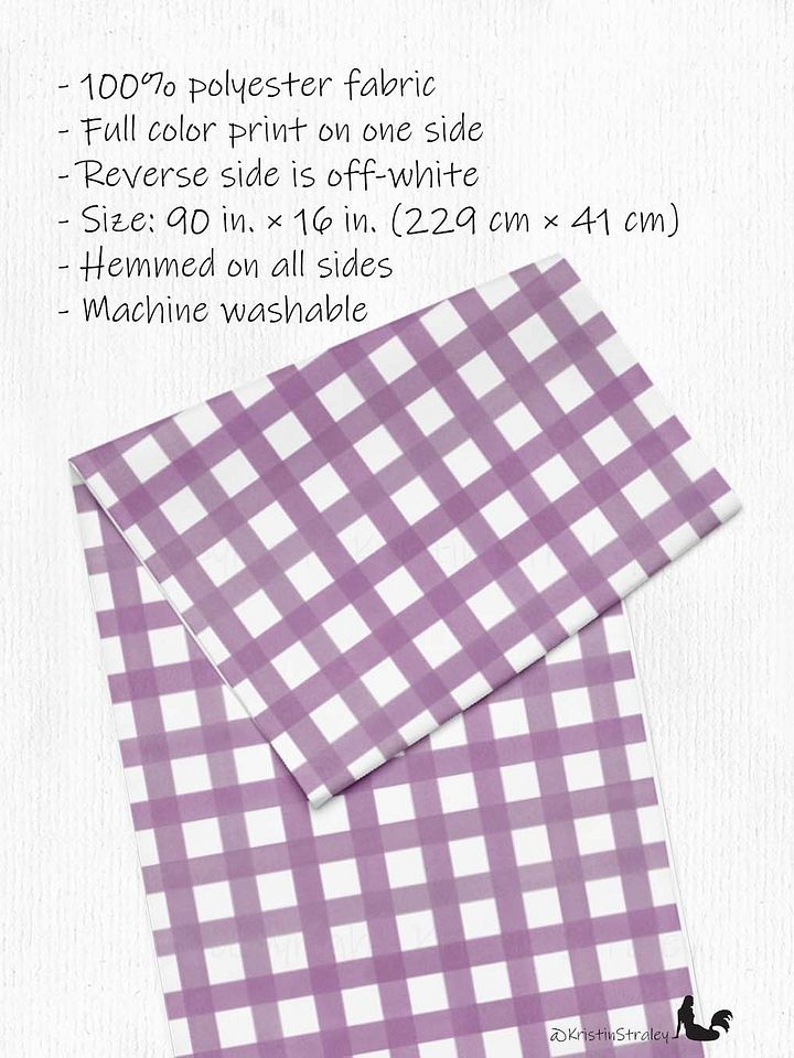 Mauve Gingham Checker on White Table Runner product image (2)