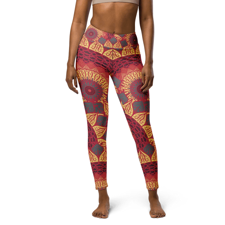 Vibrant Mandala Leggings - Red, Blue & Yellow Floral Design product image (1)