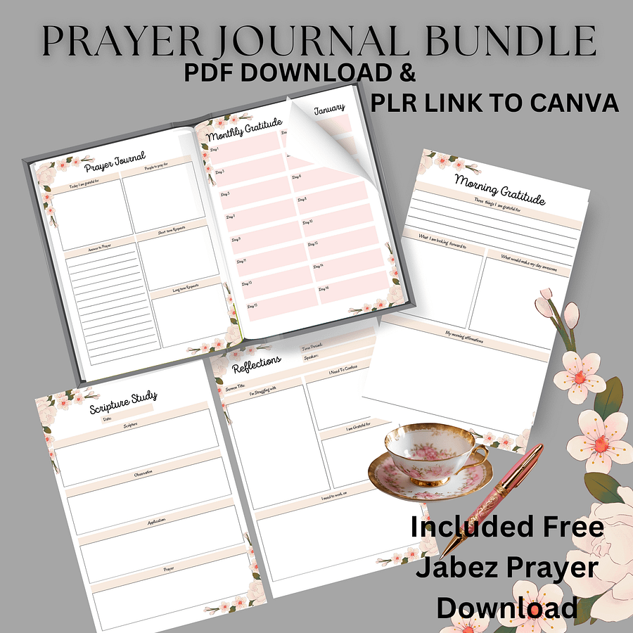 Prayer Journal Bundle with PLR Reselling with Free Prayer of Jabez product image (1)
