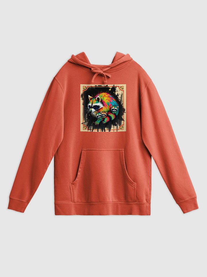 Raccoon and her babies, Vintage Vibes Pigment Hoodie product image (1)