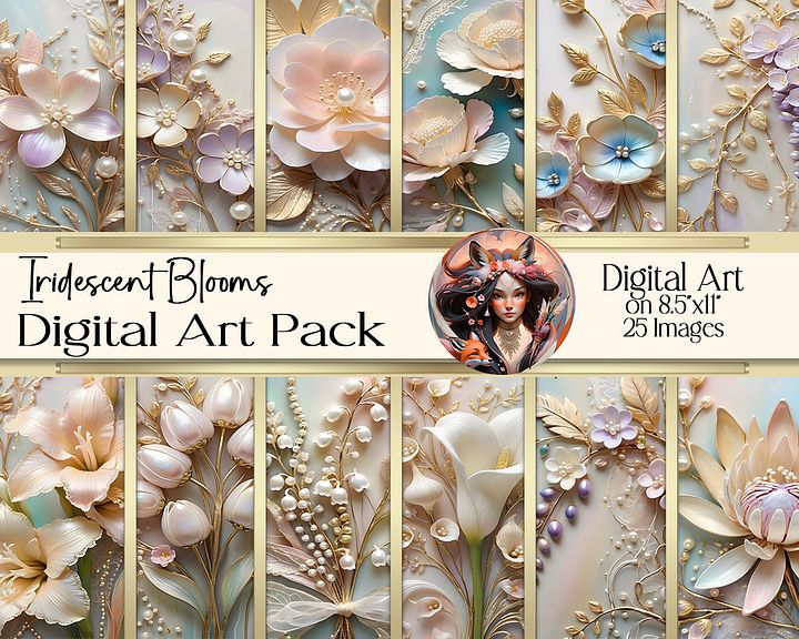 Iridescent Blooms Digital Art Pack product image (1)