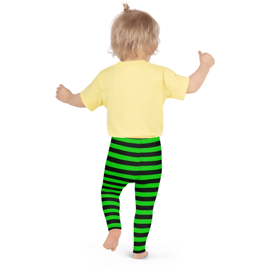 Striped Black and Green Kids Leggings product image (3)