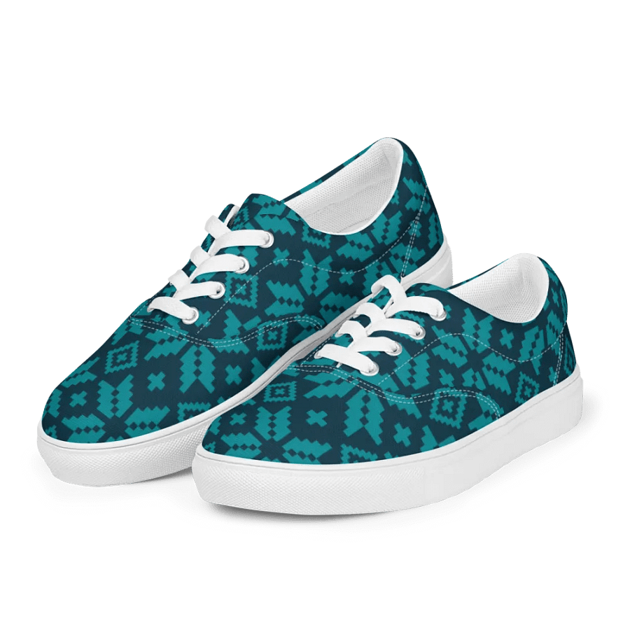 Pixelated Teal Geometric Women's Shoes product image (4)