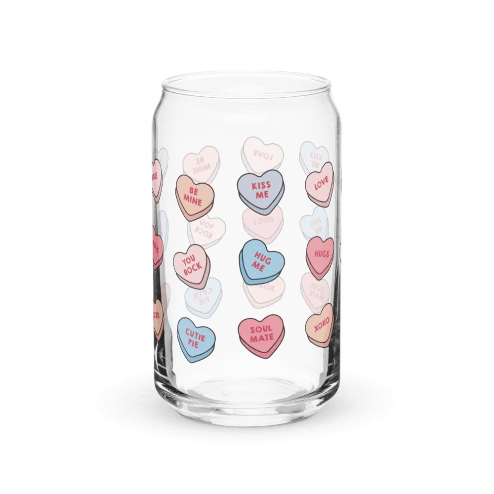Candy Hearts 16oz Glass with or without lid & straw product image (4)