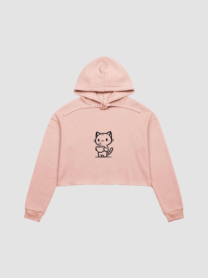 Cute Coffee Cat Cartoon Crop Hoodie product image (17)