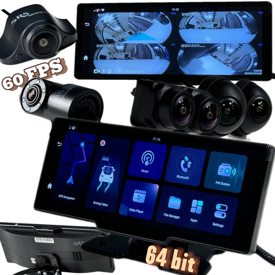 SRS ABSOLUTE 4CH 4G Smart 360° Dash Cam| Android| ADAS DMS| 24x7 Remote Audio/Video/GPS Monitor/Call/SOS| BT WIFI HotSpot|Motion/G-Sensor| Maps-Apps-PlayStore MicroSD Support|Steering Control|Rev Park product image (5)