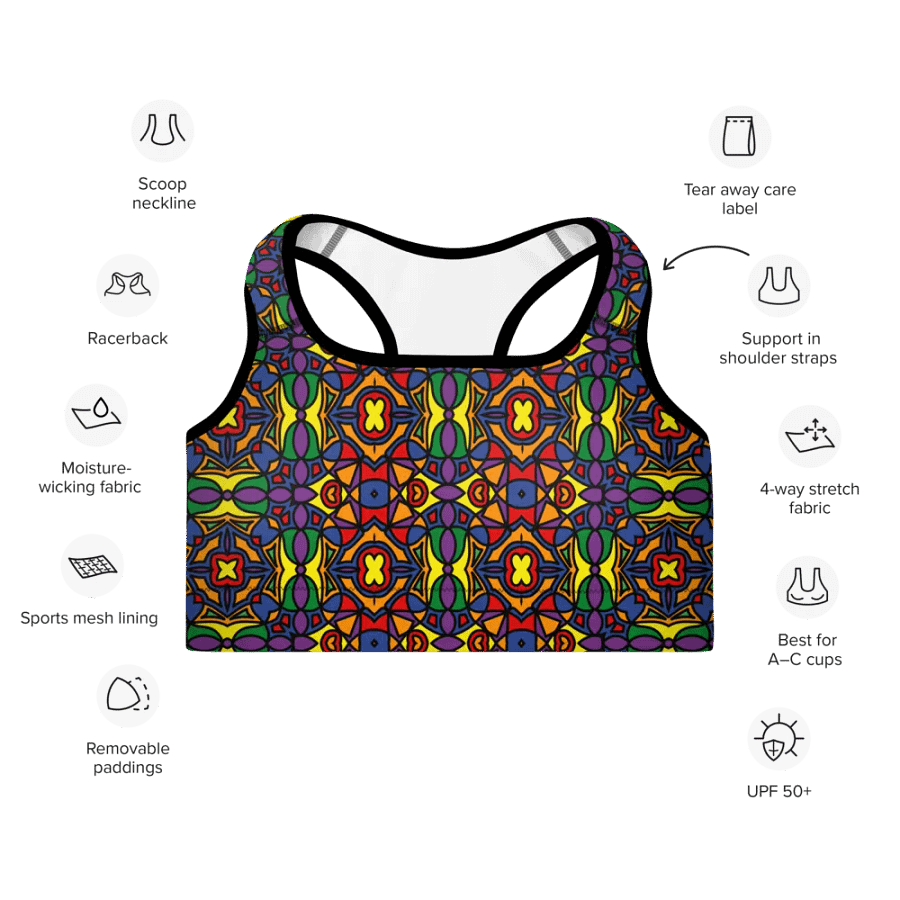 Pride Abstract (3) - Padded Sports Bra product image (7)