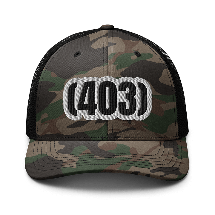 Bold Camo Trucker Hat AREA CODE 403 product image (1)
