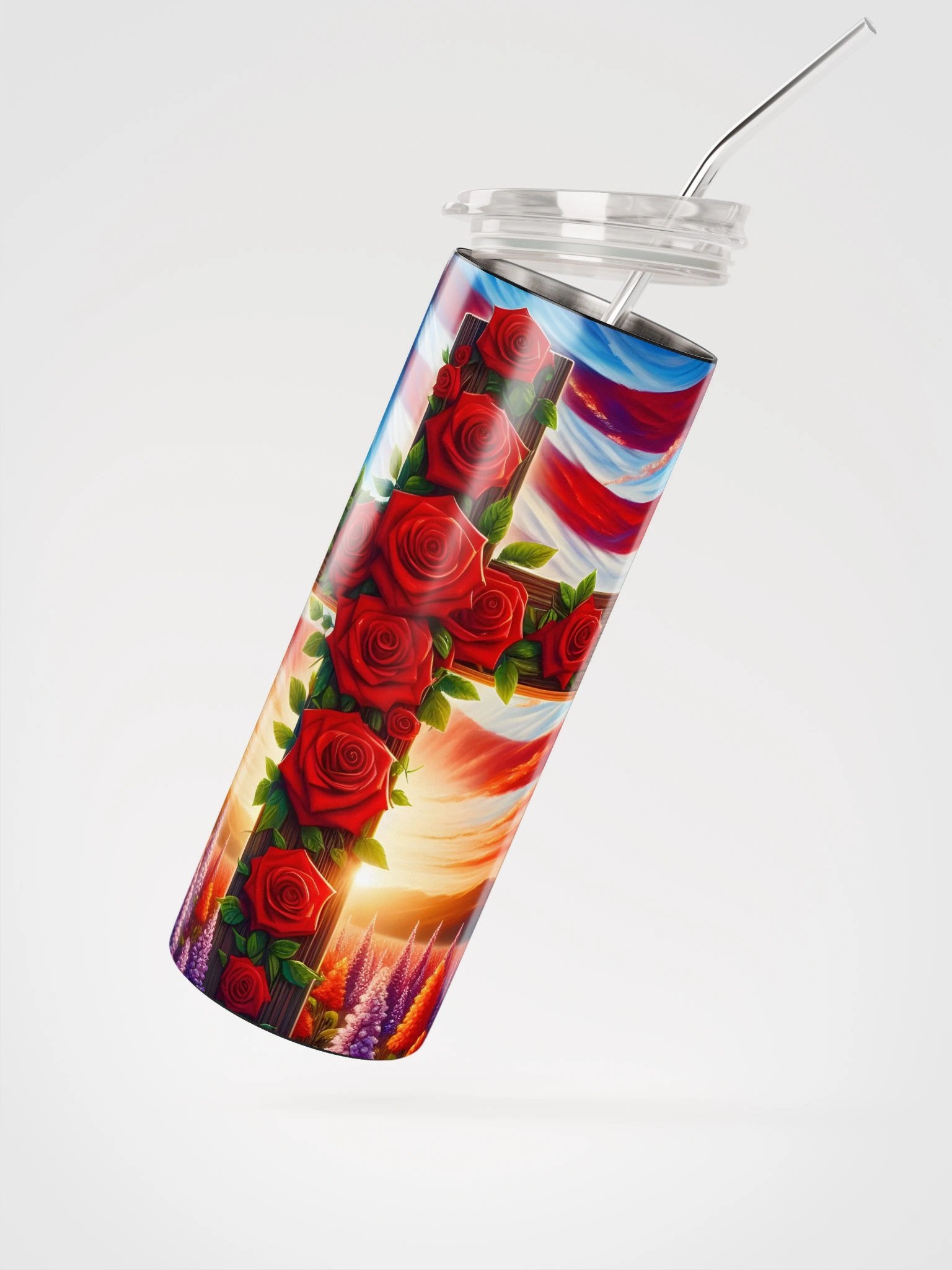 Lift Me Up Lord Faith Cross American Flag 20 Oz Tumbler product image (2)