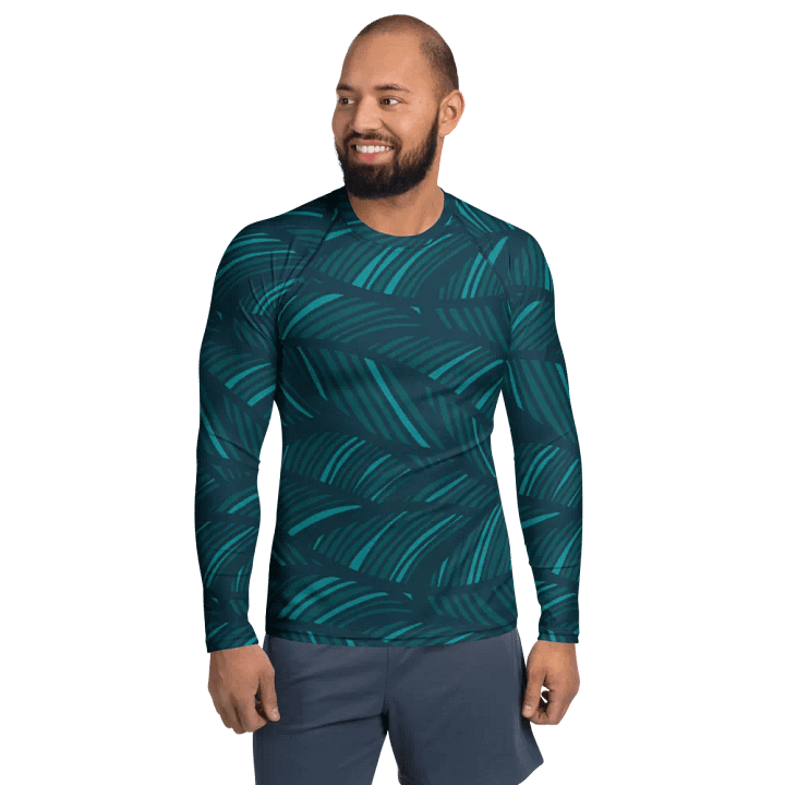 Teal Wave Men's Rash Guard product image (1)