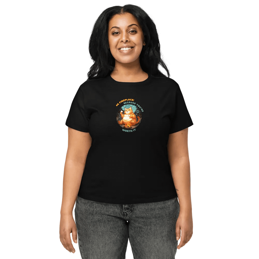 Cozy Cat - 4K Fireplace: Because You're Worth It | High Waisted Tee product image (3)