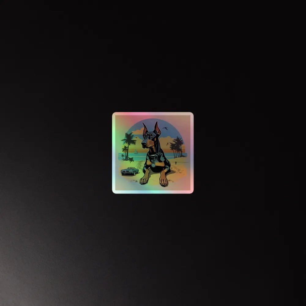 Doberman Beach Holographic Sticker product image (4)
