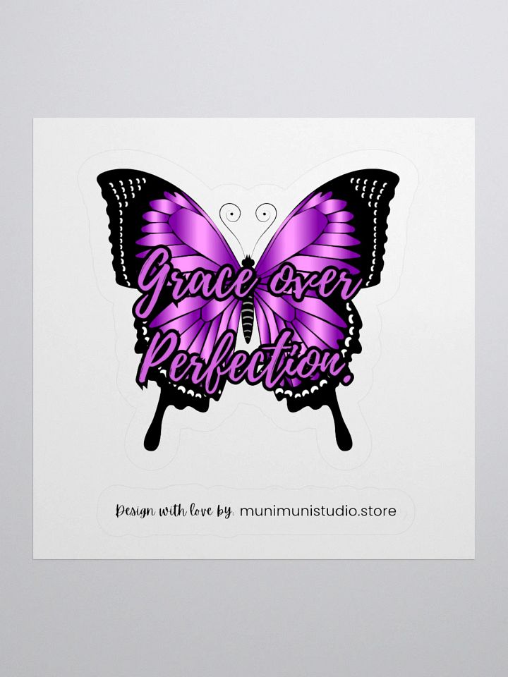 Grace over Perfection – Purple Butterfly Inspirational Quote Sticker product image (2)