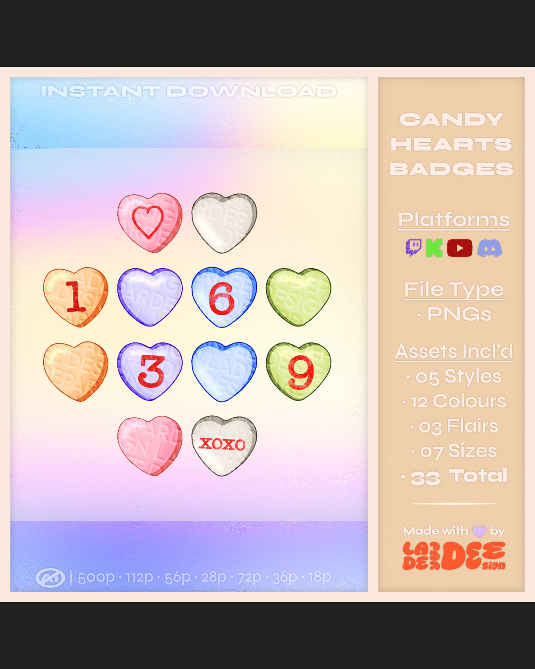 Candy Heart Badges product image (1)