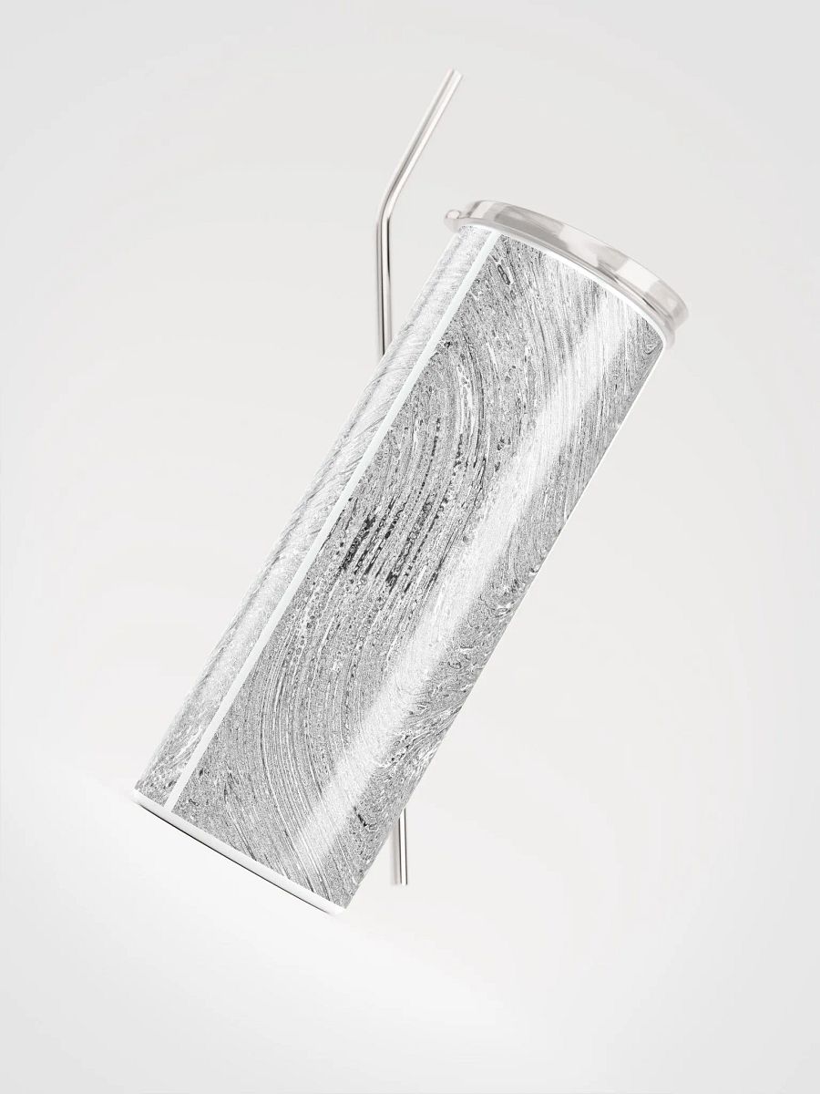 Swirling Silver Stainless Steel Tumbler | Eco-Friendly 20oz with Reusable Straw product image (4)