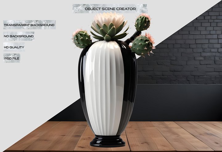 Monochrome Elegance Vase – Black & White Signature, PNG product image (2)