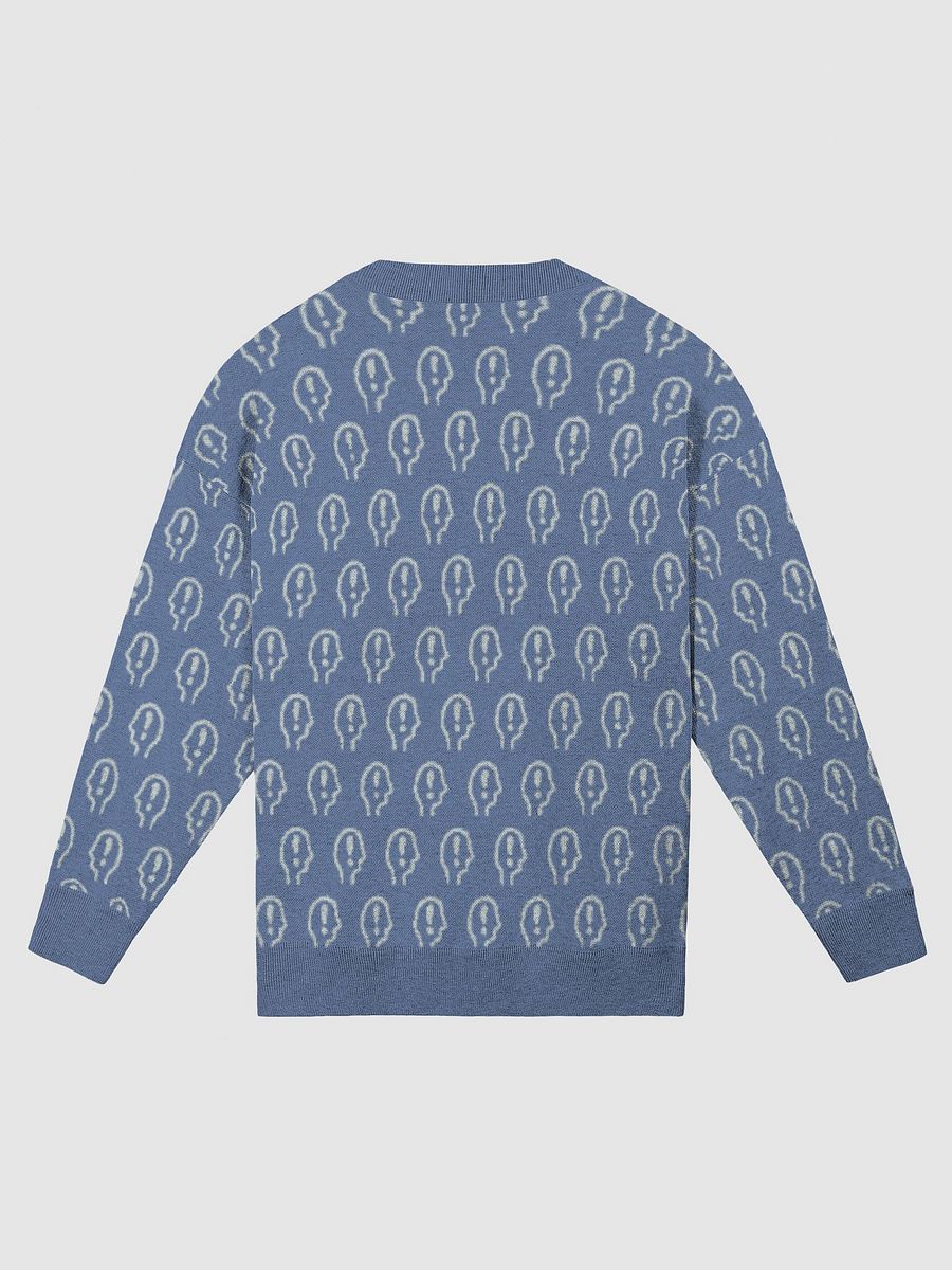 EXCLAIMING MENTALLY (repeating design, duotone blue) relaxed knitwear crewneck product image (7)
