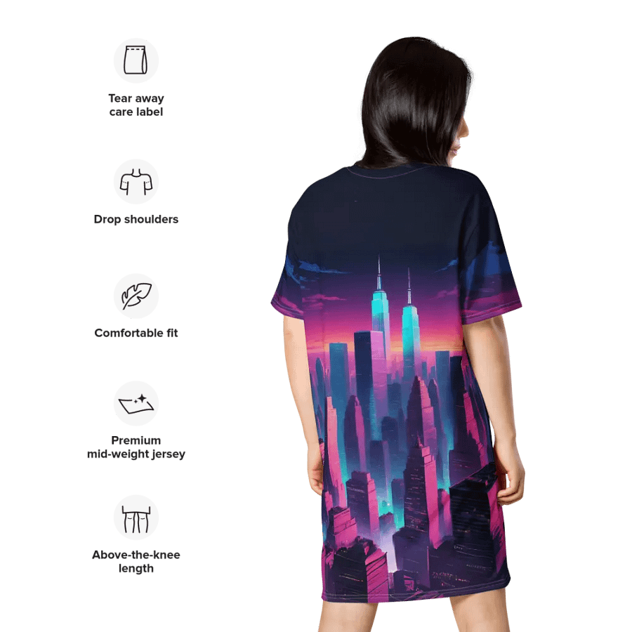 Vaporwave New York City T-shirt Dress product image (9)