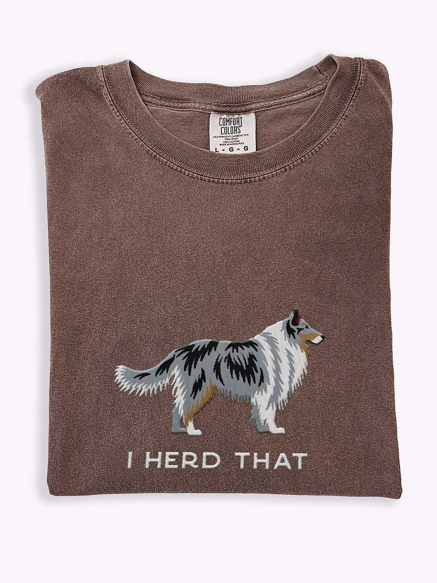 I Herd That T-Shirt(Embroidered) of a Shetland Sheepdog(Blue Merle) product image (1)