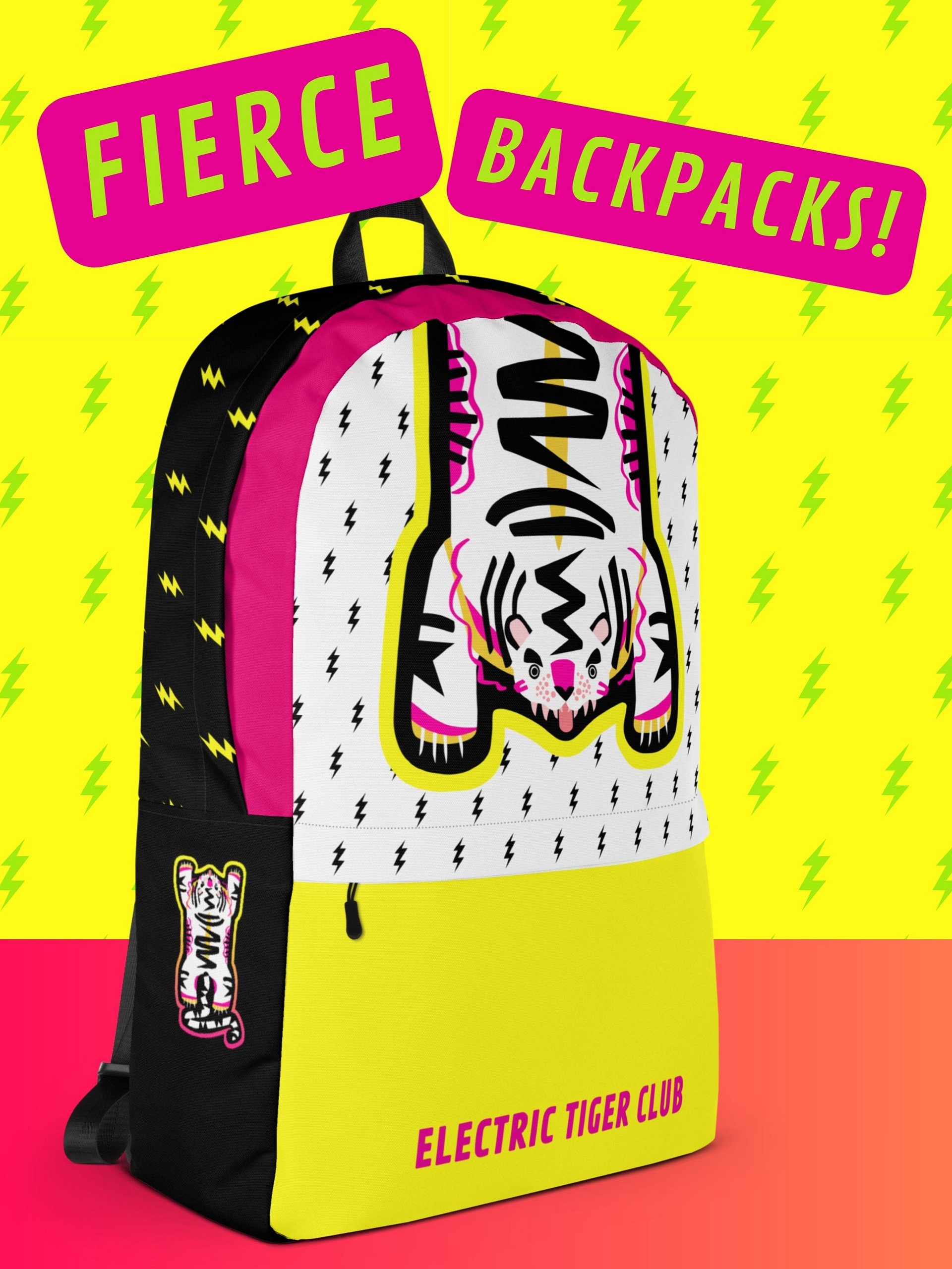 Yellow & Pink Tiger Backpack product image (1)