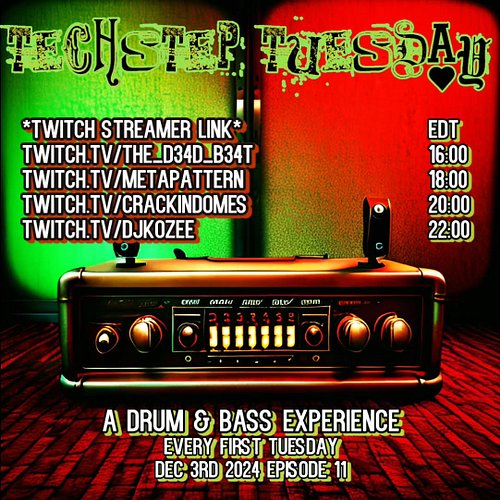 Tomorrow the techstep train keeps on rolling! Short roster this month however great group of djs see ya there!