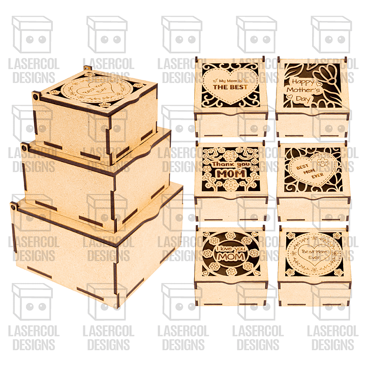 Mother's Day Gift Boxes (3 Sizes, 6 Styles) - Laser Cut Files product image (2)
