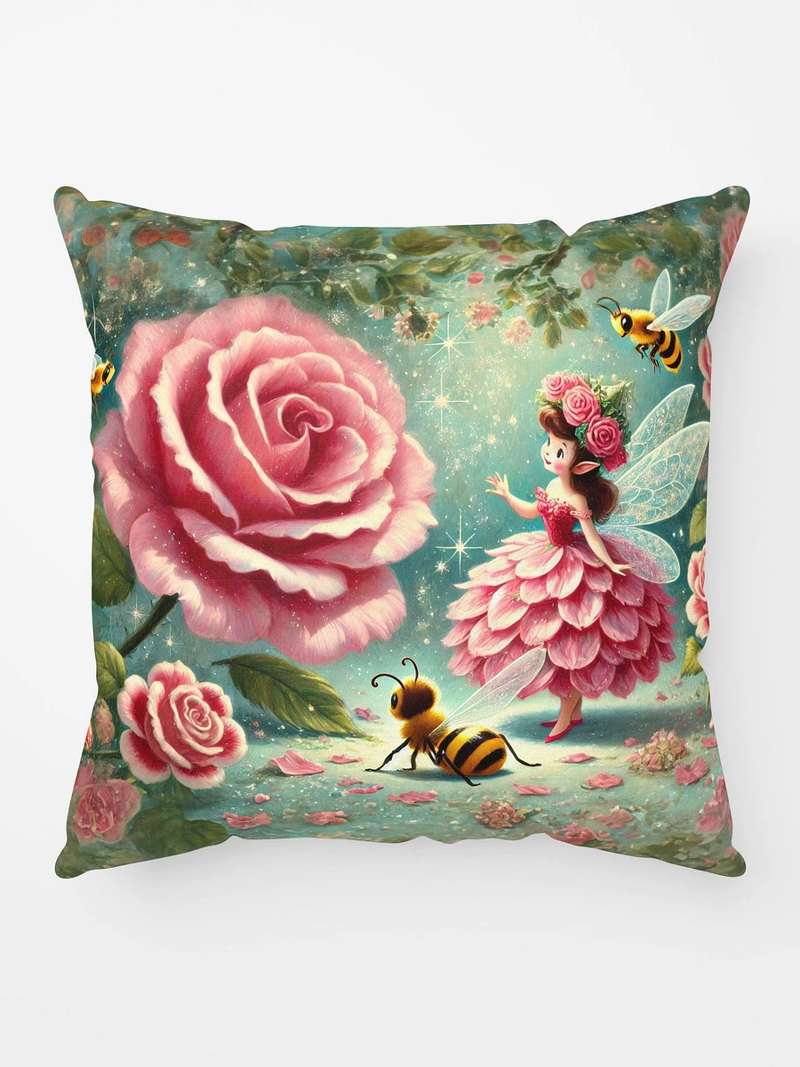 Pink rose Fairy with Bees Throw Pillow product image (1)